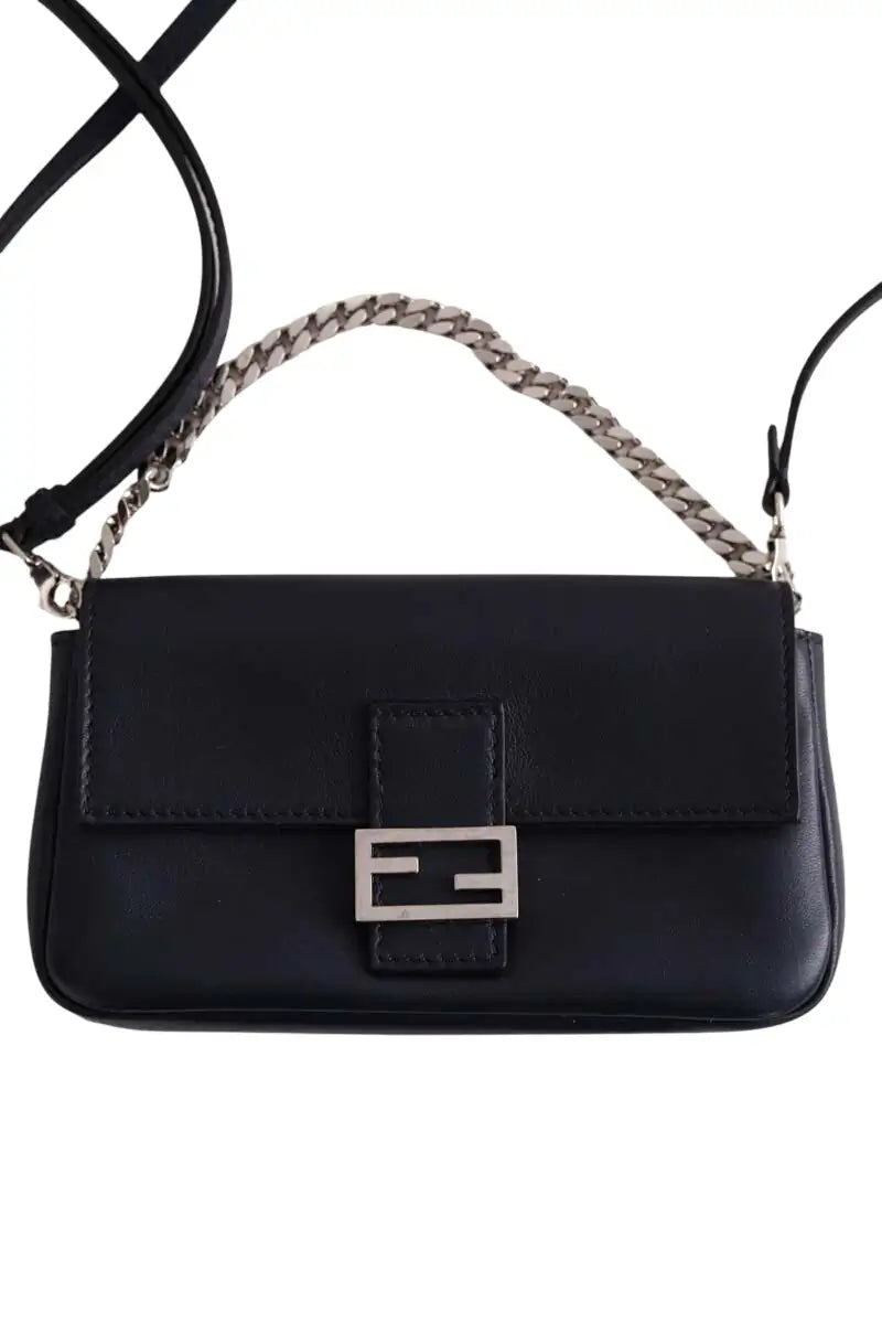 Mini sac Fendi Micro Baguette Bleu en Cuir - Seconde Main