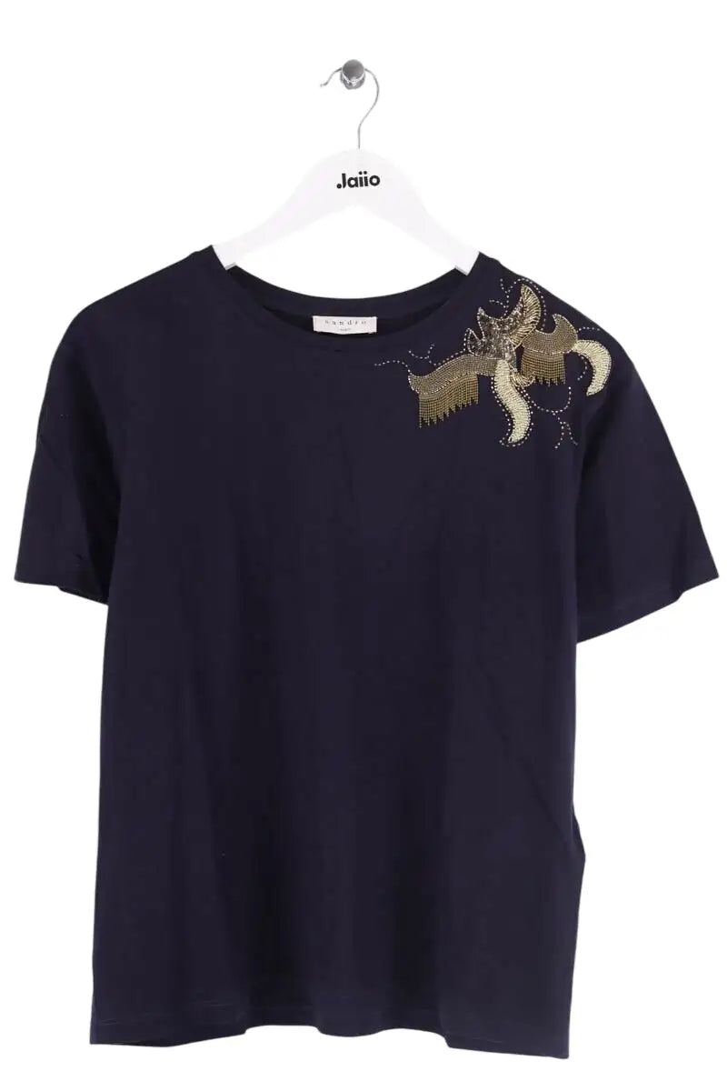 T-shirt Sandro Marine en Coton, taille XS - Seconde Main