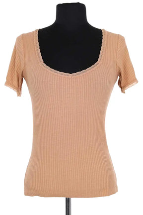 T-shirt Rouje Beige en Synthétique, taille S - Seconde Main