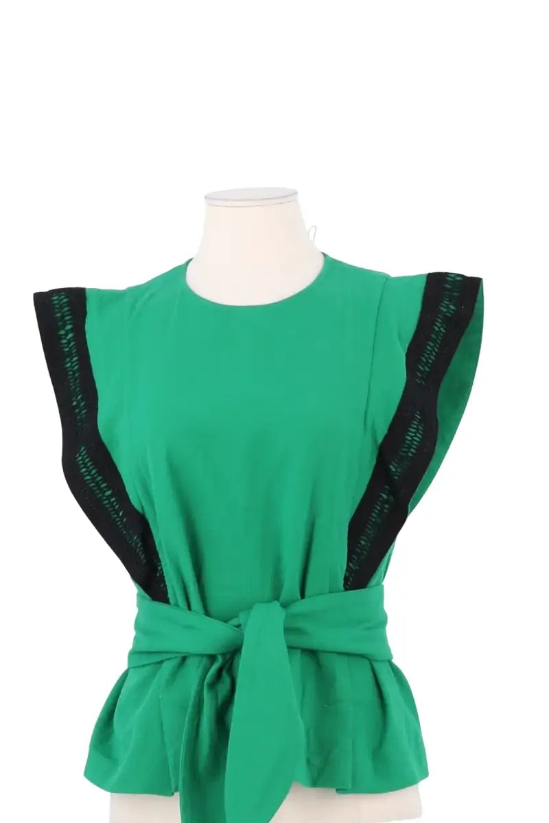 Top sans manche Ba&Sh Vert en Coton, taille S - Seconde Main