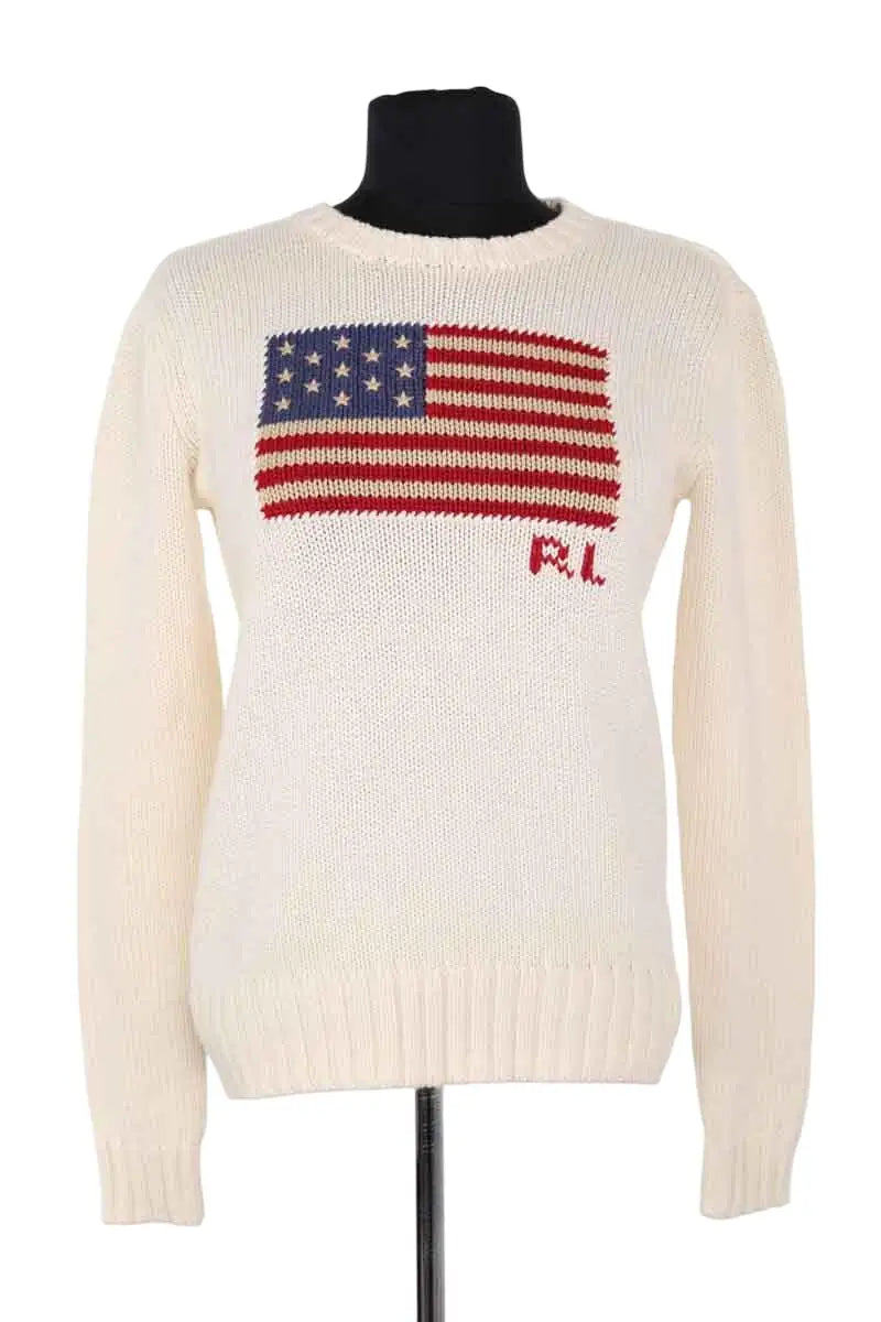 Pull Ralph Lauren Ecru en Coton, taille XS - Seconde Main
