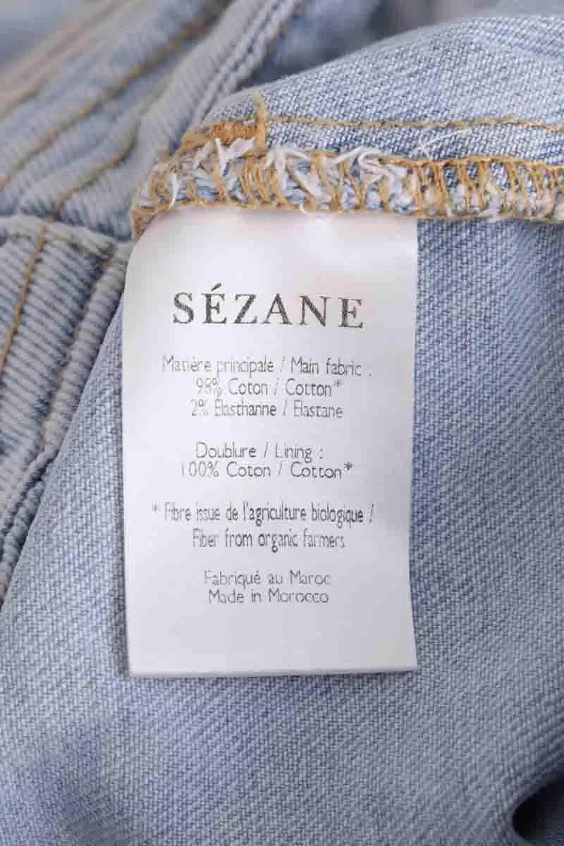 Jean boyfriend taille haute  Sézane Bleu en Coton