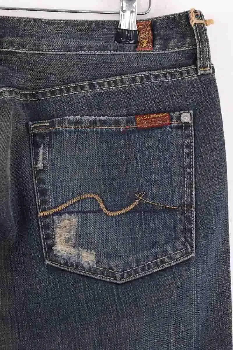 Jean droit 7 For All Mankind Bleu en Coton