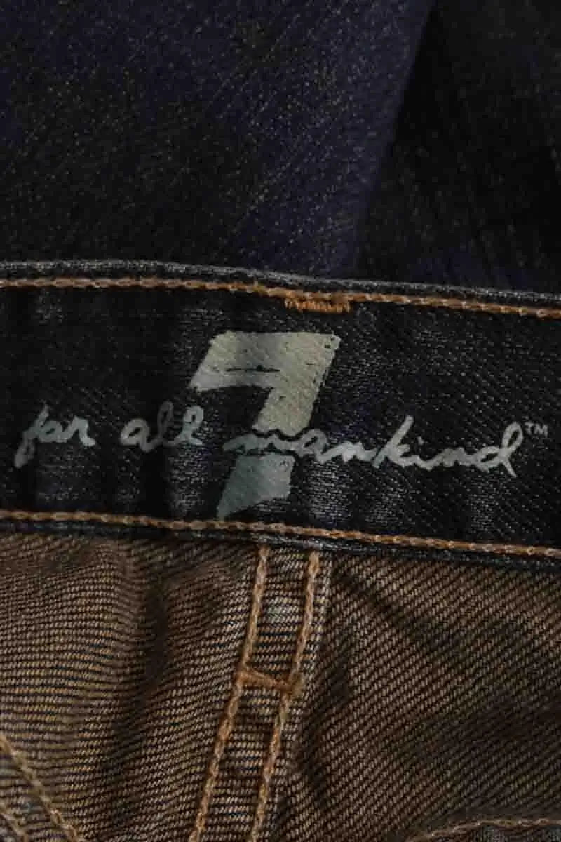 Jean droit 7 For All Mankind Bleu en Coton