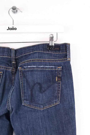Jean droit 7 For All Mankind Bleu en Coton
