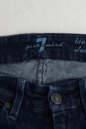 Jean droit 7 For All Mankind Bleu en Coton