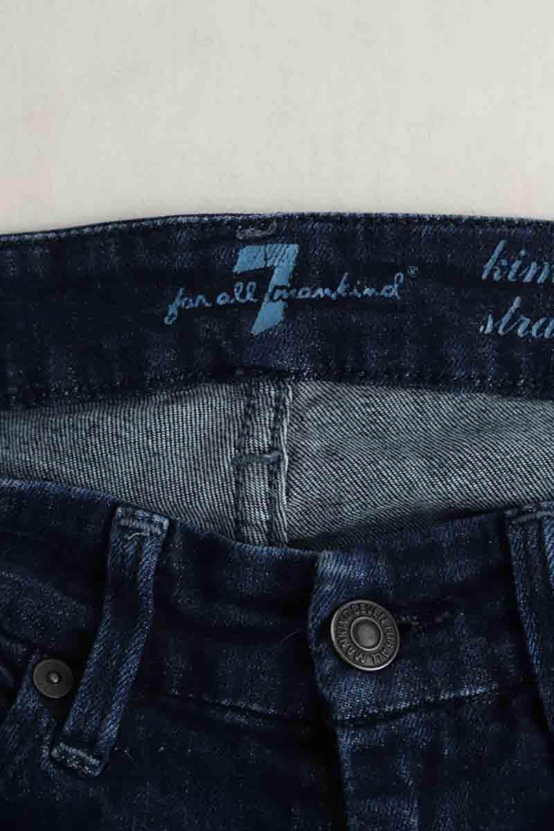 Jean droit 7 For All Mankind Bleu en Coton