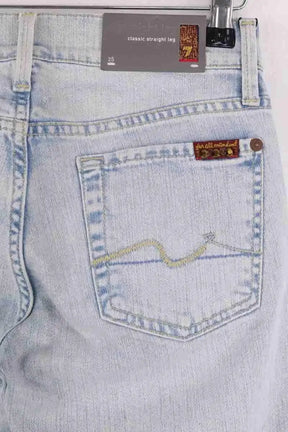 Jean droit 7 For All Mankind Bleu en Coton