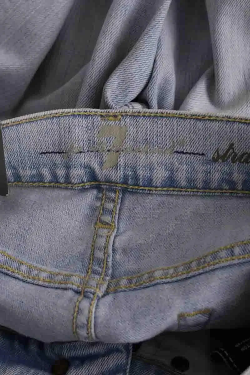 Jean droit 7 For All Mankind Bleu en Coton