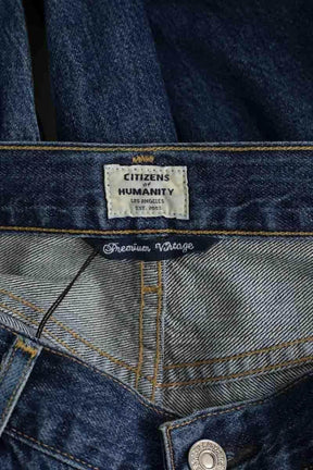 Jean droit 7 For All Mankind Bleu en Coton