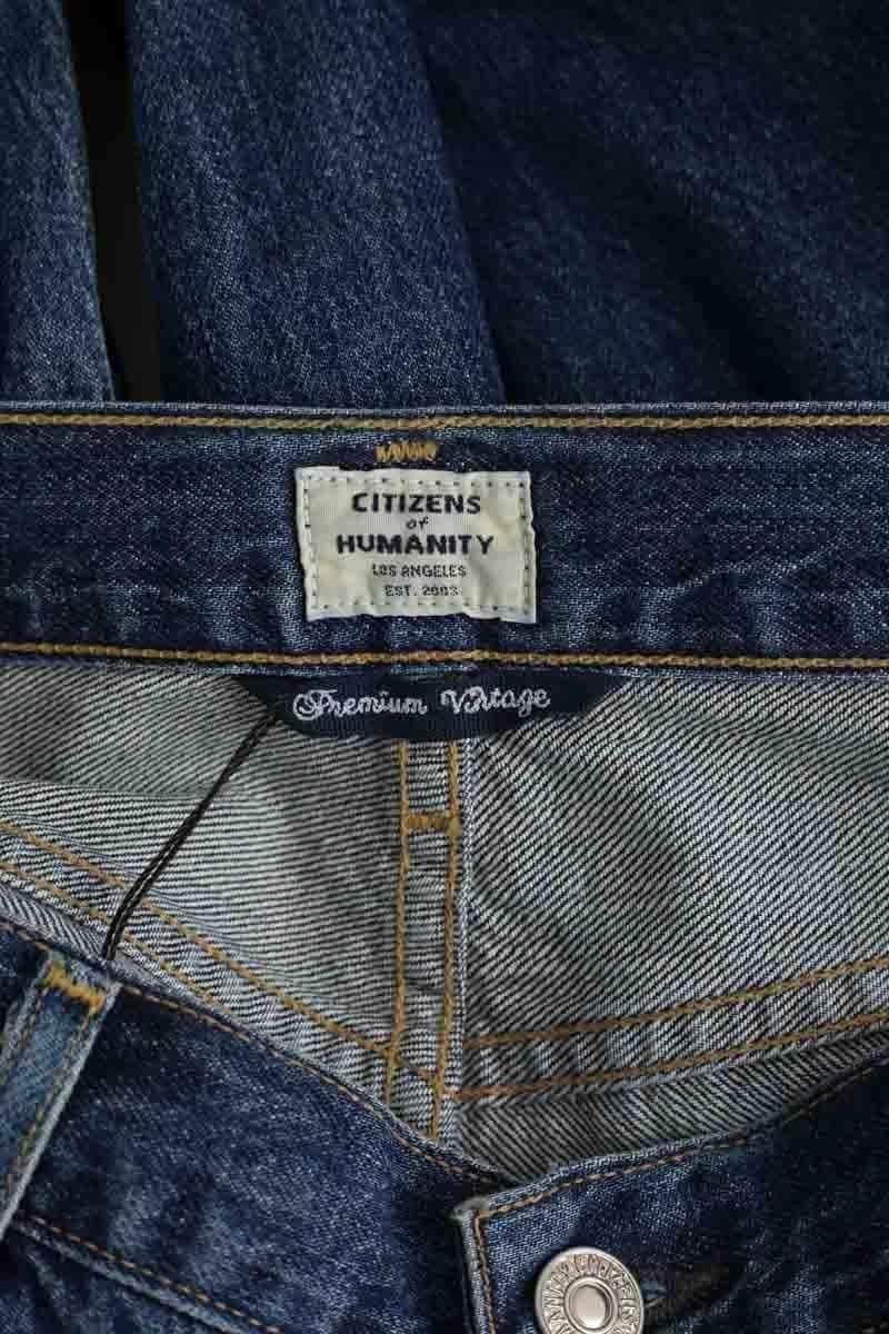 Jean droit 7 For All Mankind Bleu en Coton