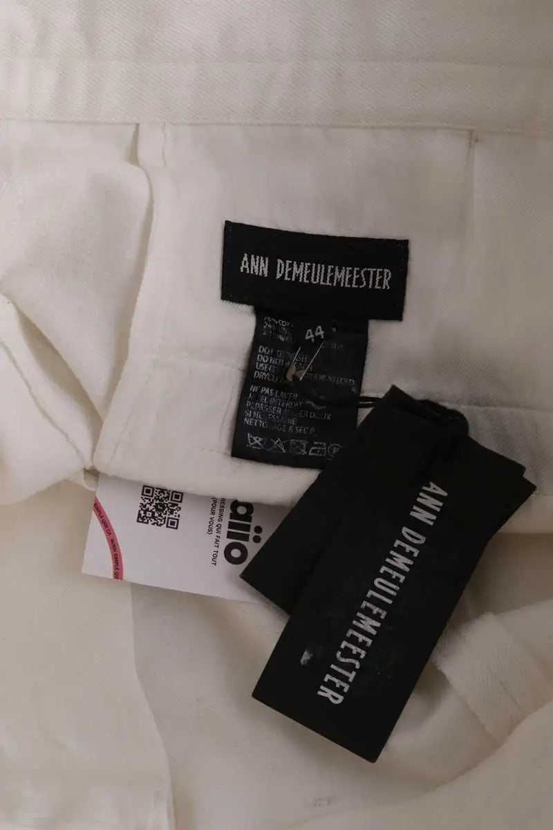 Jean droit Ann Demeulemeester Blanc en Coton