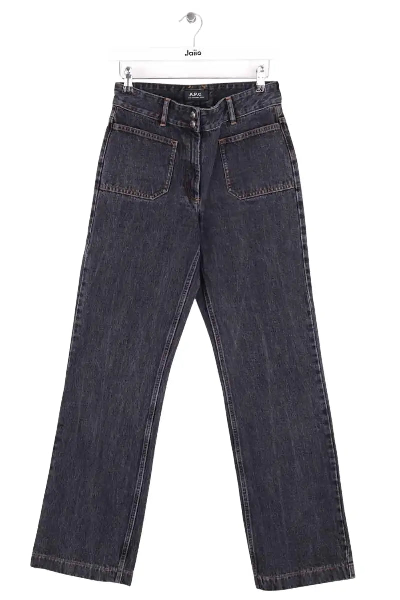 Jean droit APC Noir en Coton, taille XS - Seconde Main