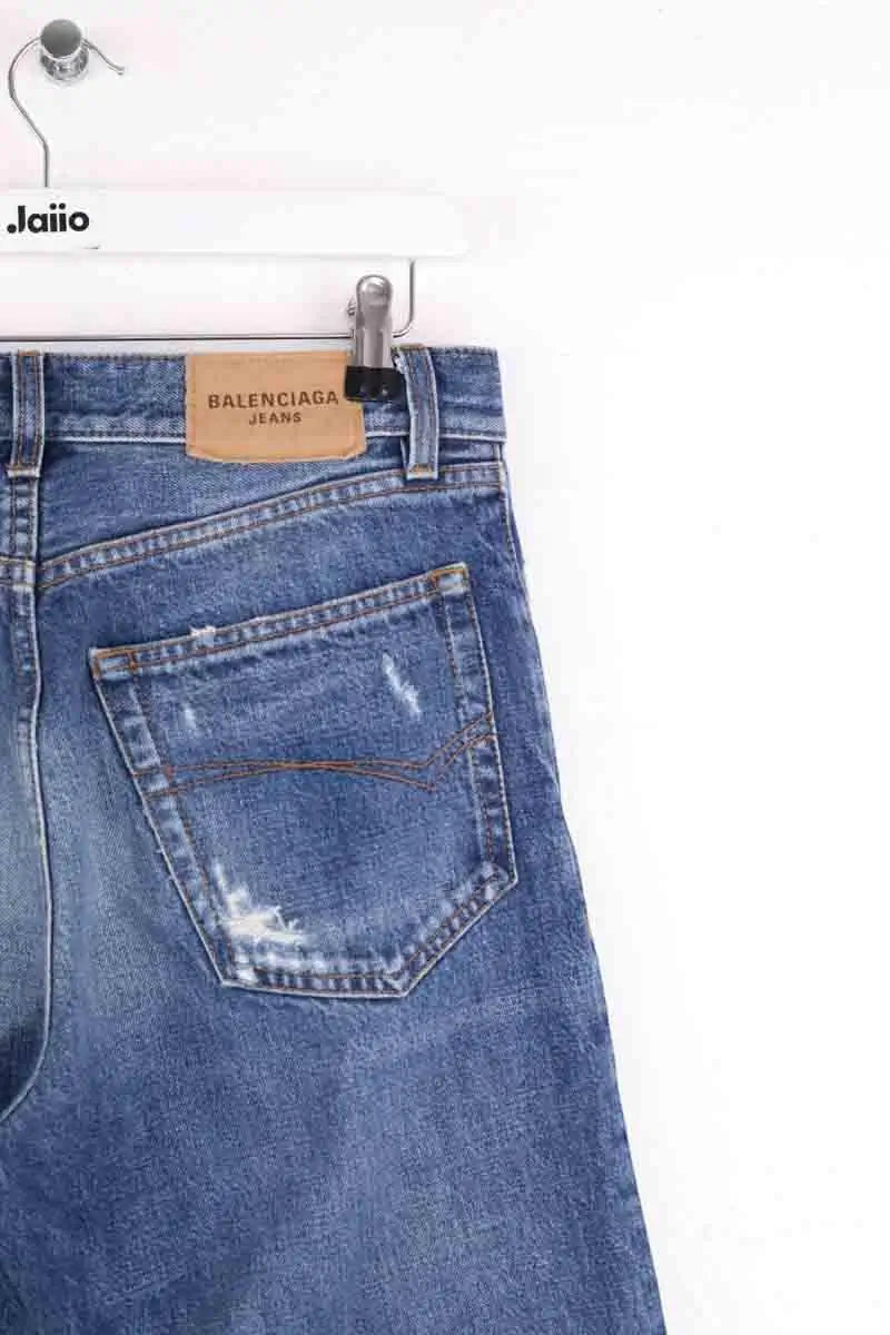Jean droit Balenciaga Bleu en Coton