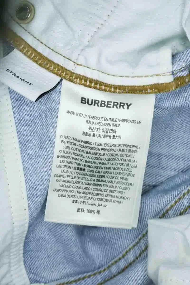 Jean droit Burberry Bleu en Coton