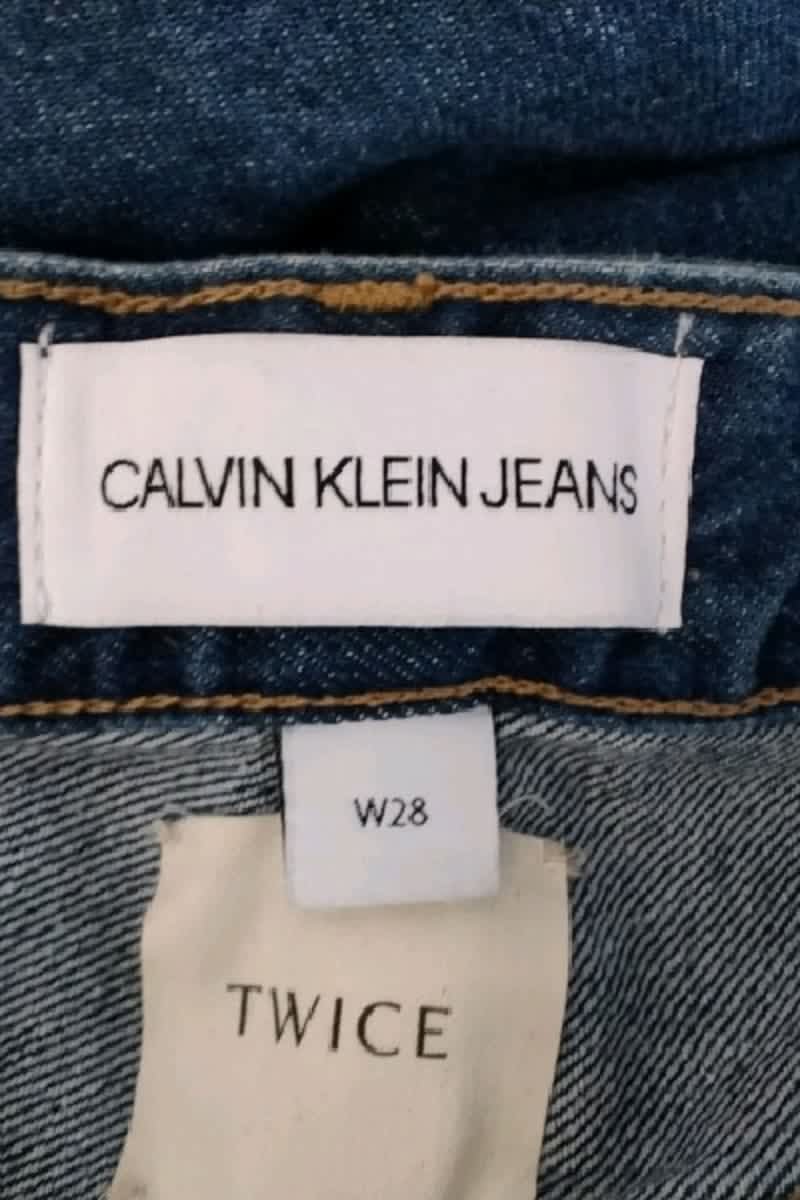Jean droit Calvin Klein Bleu en Coton