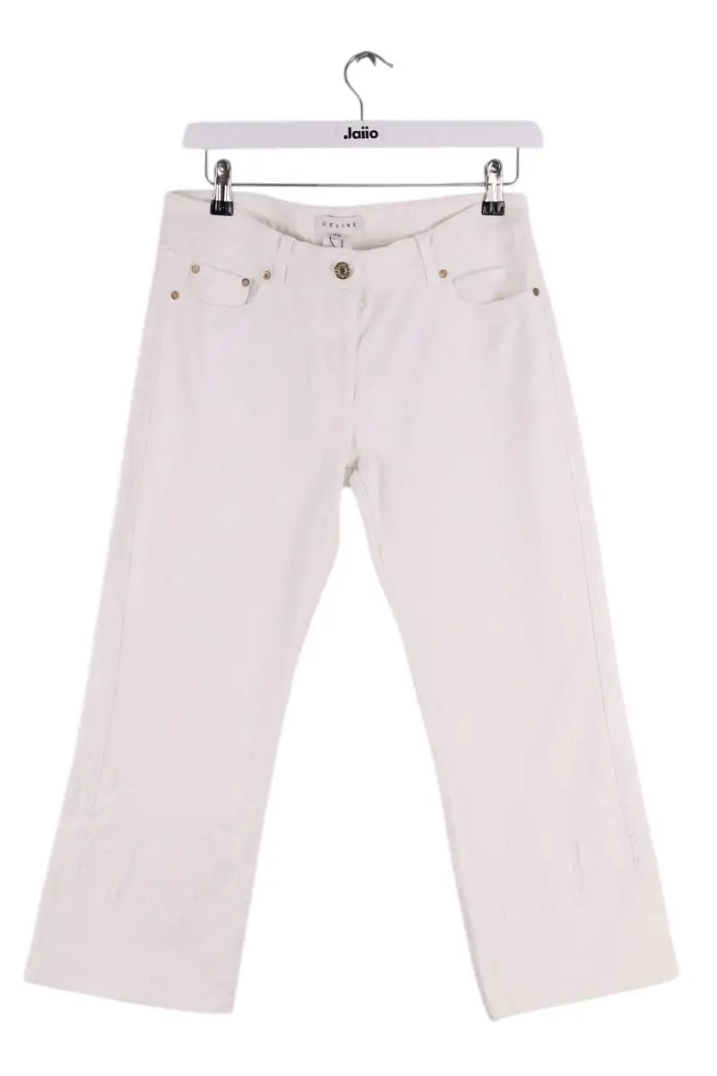 Jean droit Celine Blanc en Coton, taille L - Seconde Main