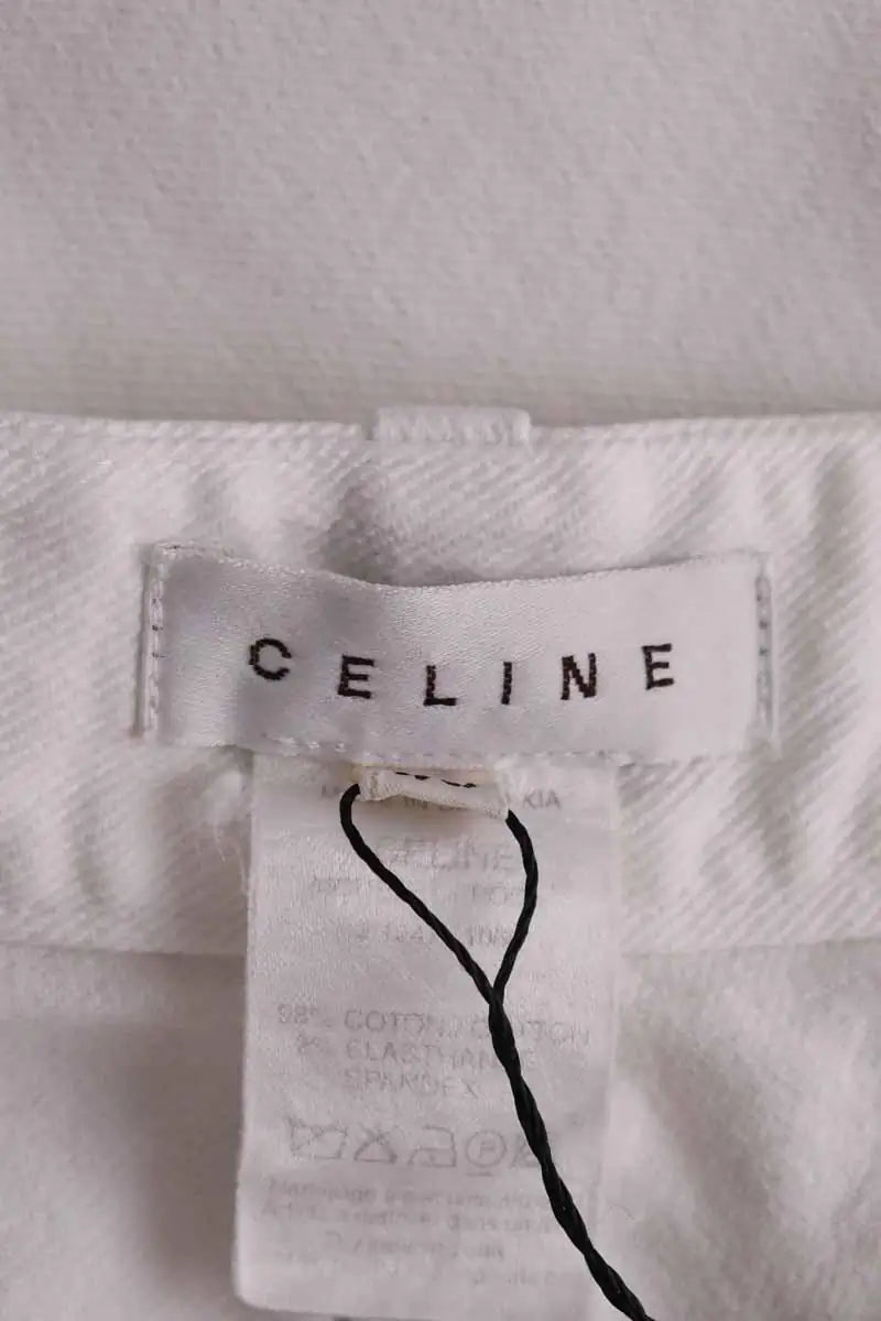 Jean droit Celine Blanc en Coton