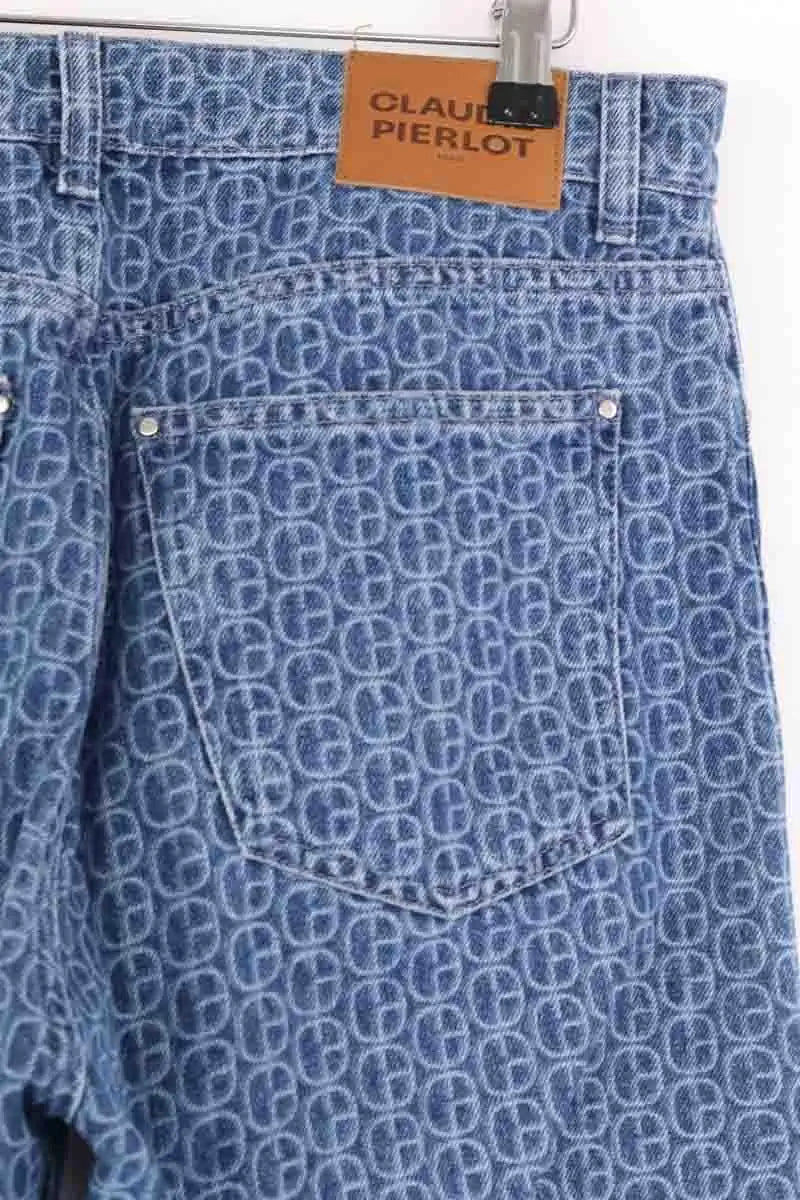 Jean droit Claudie Pierlot Bleu en Coton