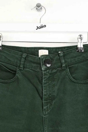 Jean droit Des Petits Hauts Vert en Coton