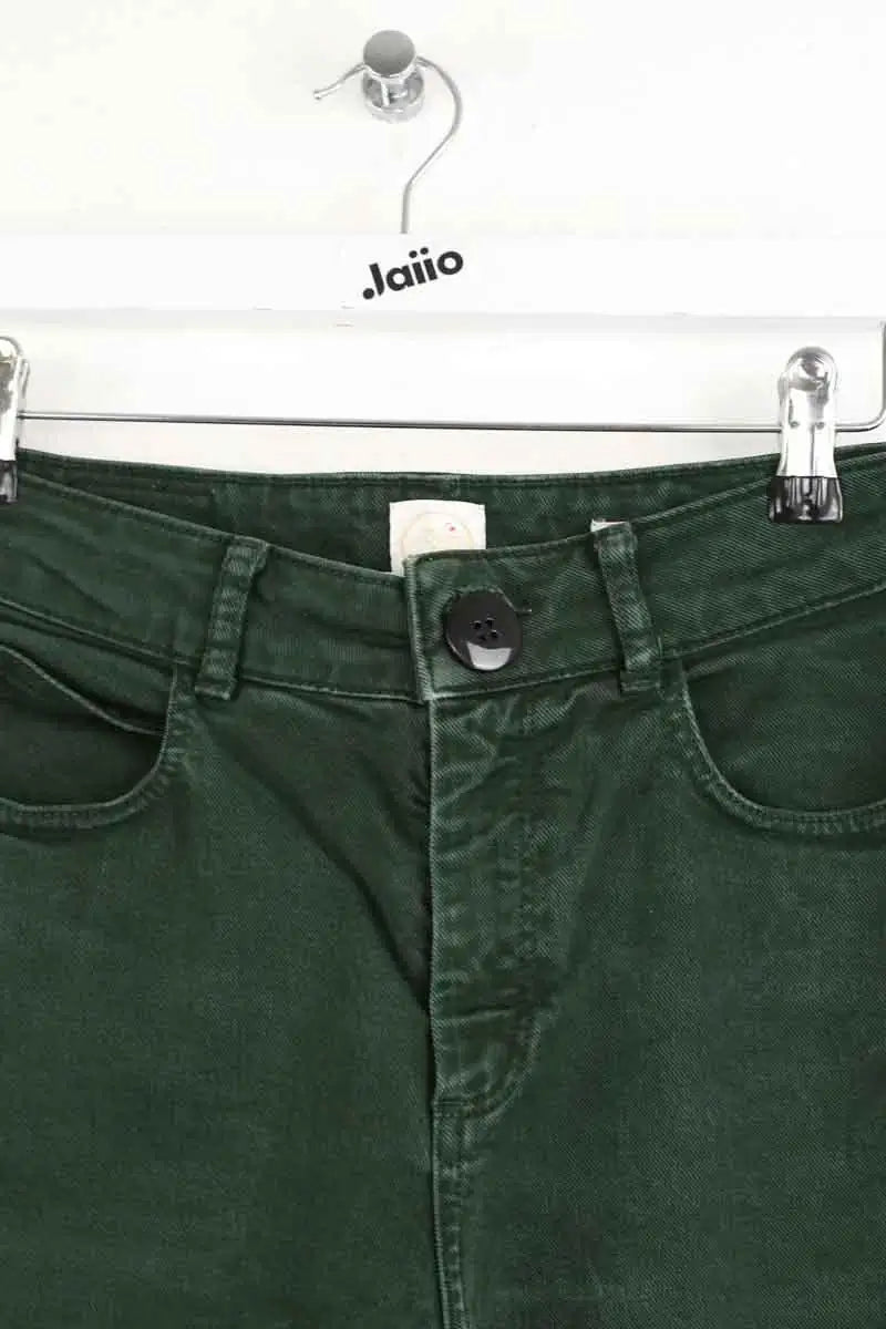 Jean droit Des Petits Hauts Vert en Coton