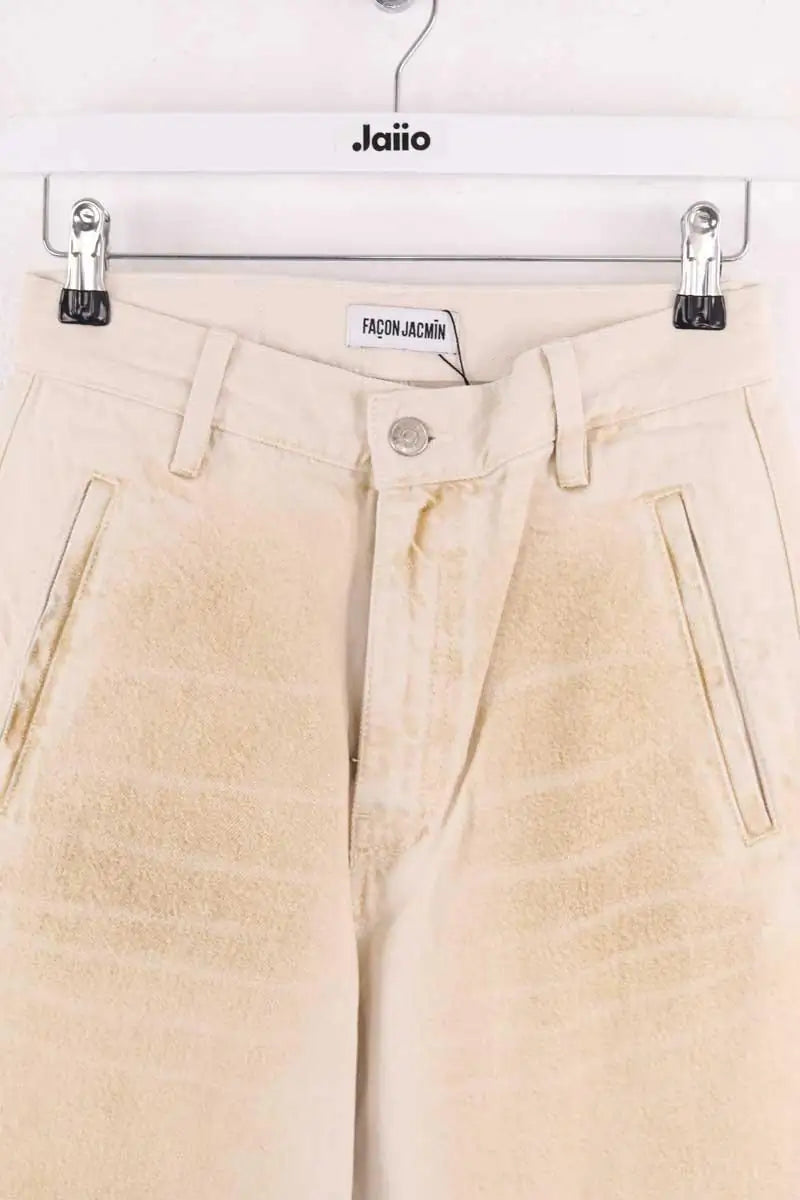 Jean droit Façon Jacmin Blanc en Coton