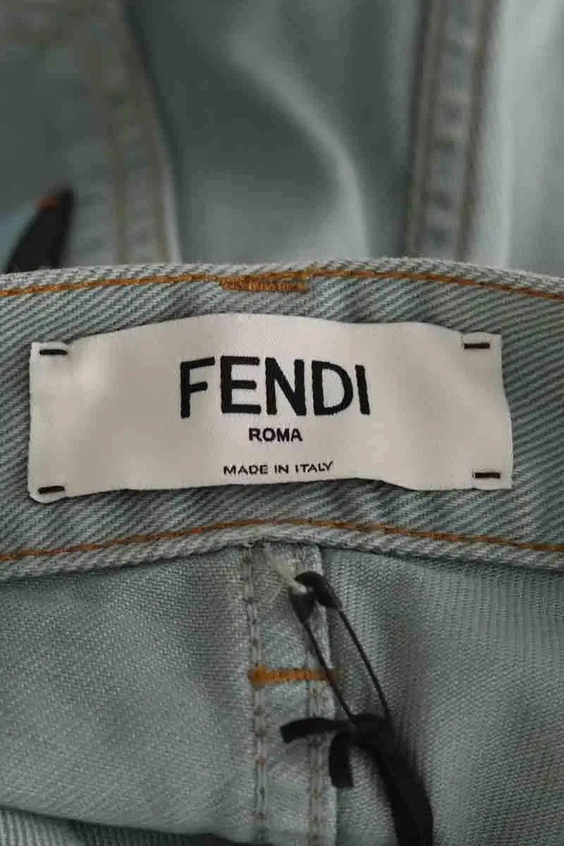 Jean droit Fendi Kaki en Coton