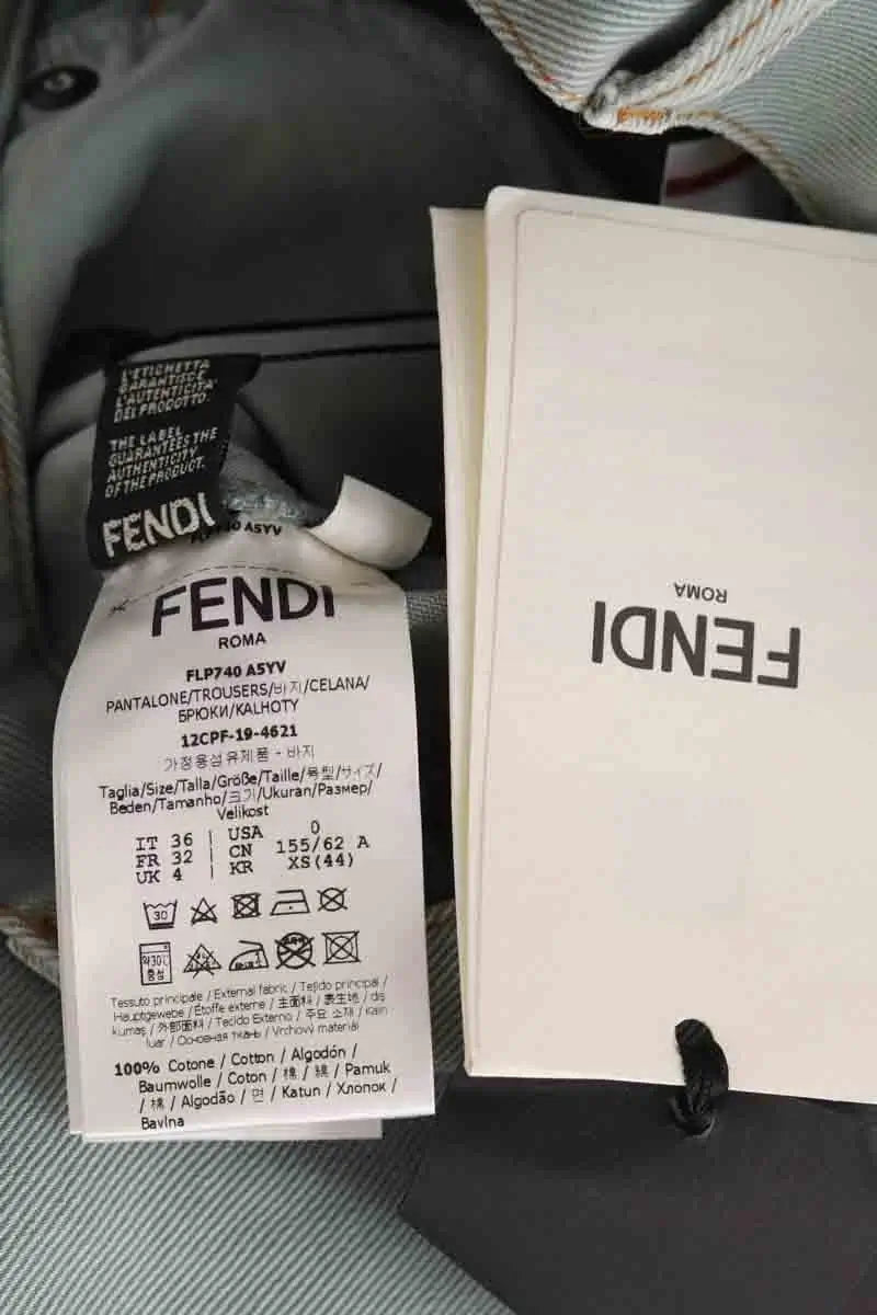 Jean droit Fendi Kaki en Coton