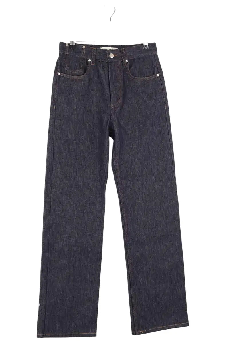 Jean droit Fendi Marine en Coton, taille XS - Seconde Main