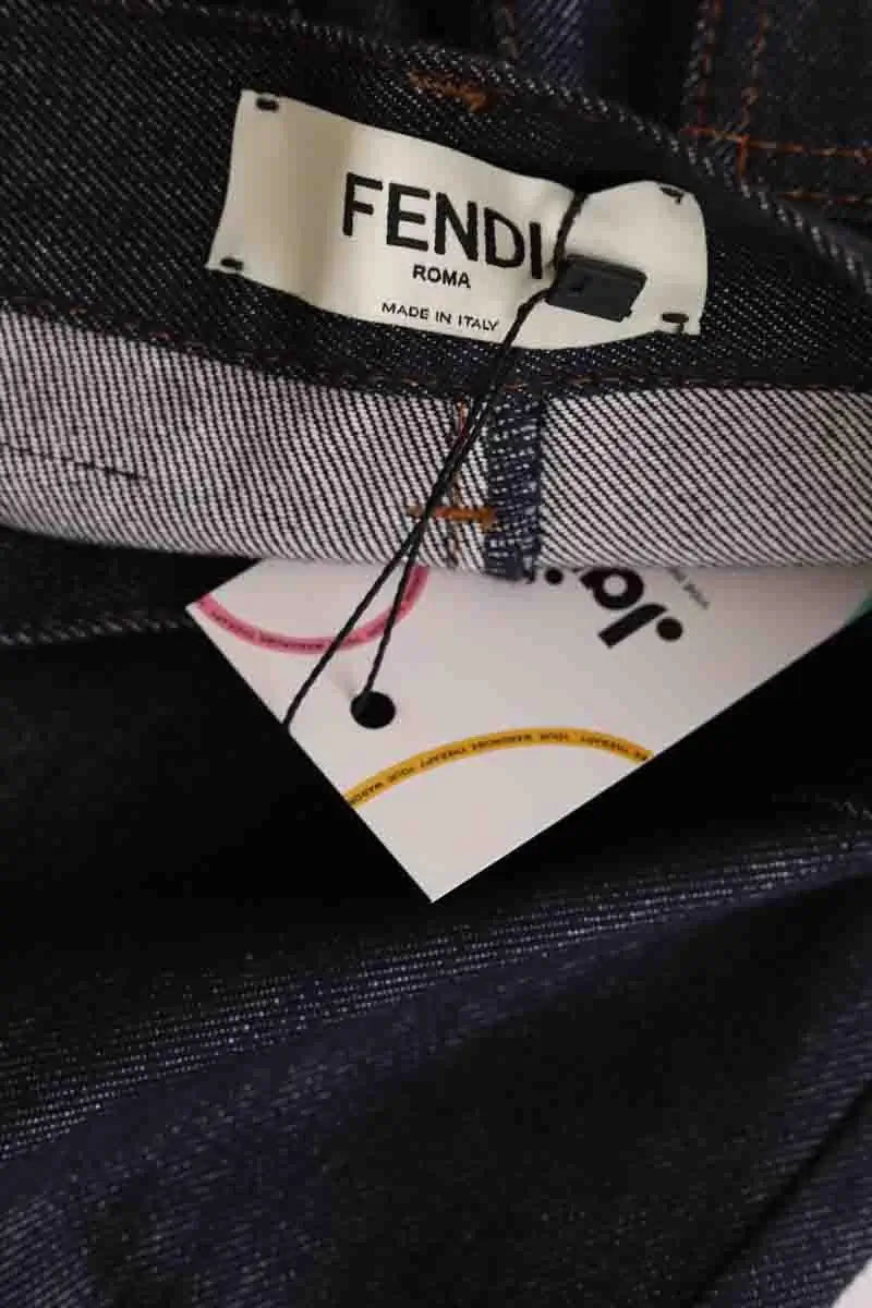 Jean droit Fendi Marine en Coton