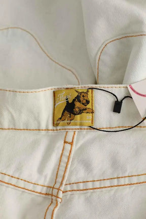 Jean droit GOLF le FLEUR* Blanc en Coton