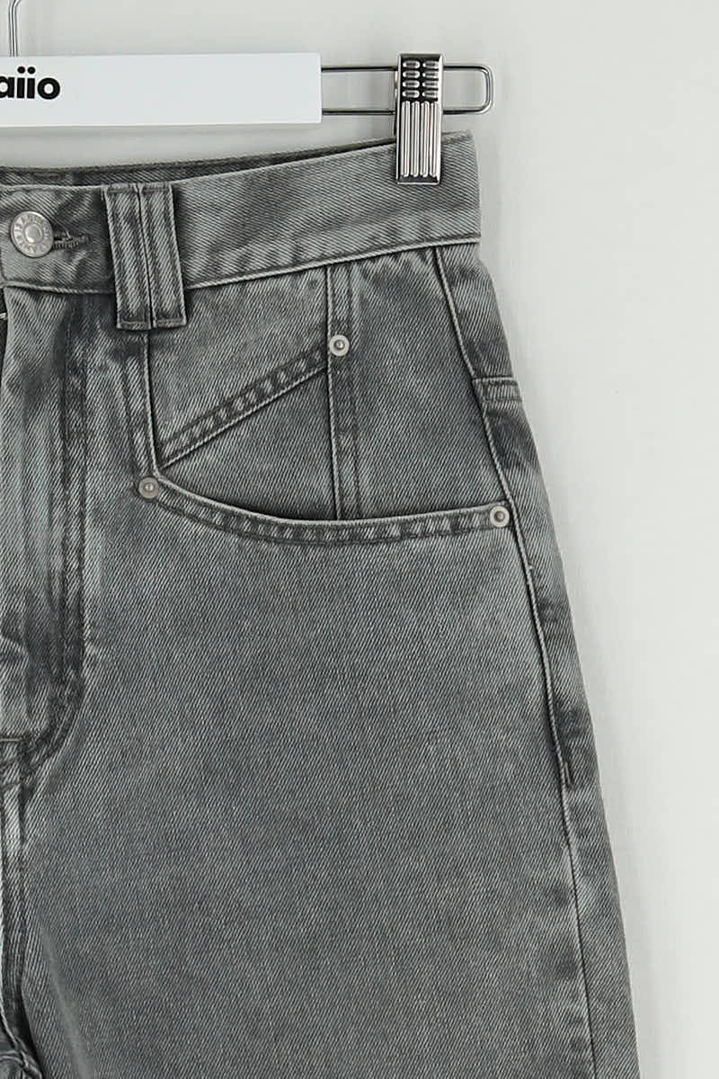 Jean droit Isabel Marant Gris en Coton