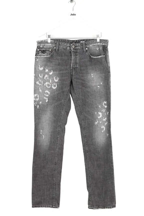 Jean droit Just Cavalli Gris en Coton, taille L - Seconde Main