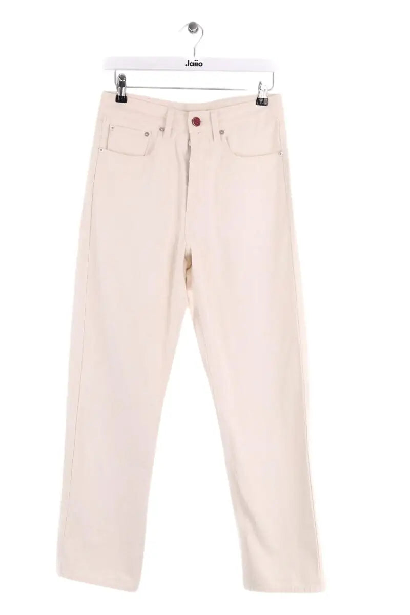 Jean droit Laurence Bras Cropped Ecru en Coton, taille XS - Seconde Main