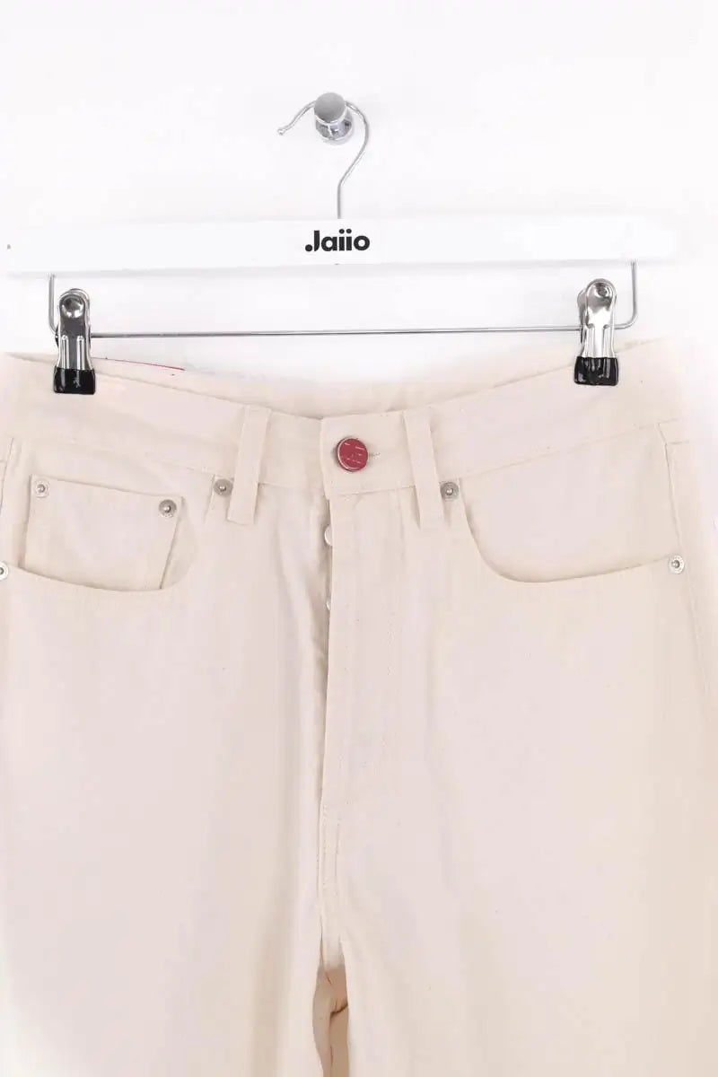 Jean droit Laurence Bras Cropped Ecru en Coton