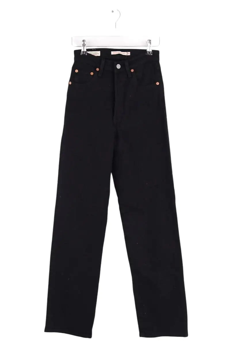 Jean droit Levi's Ribcage straight ankle Noir en Coton, taille XS - Seconde Main