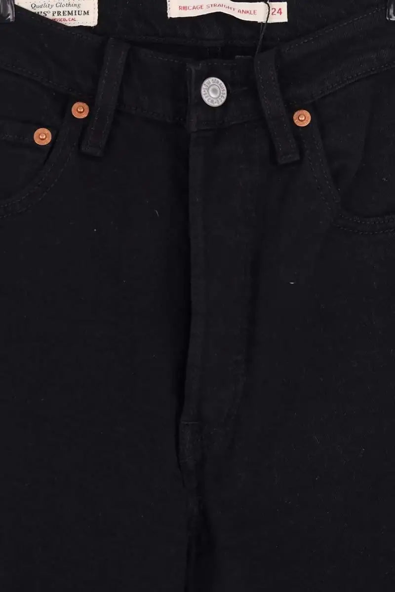 Jean droit Levi's Ribcage straight ankle Noir en Coton
