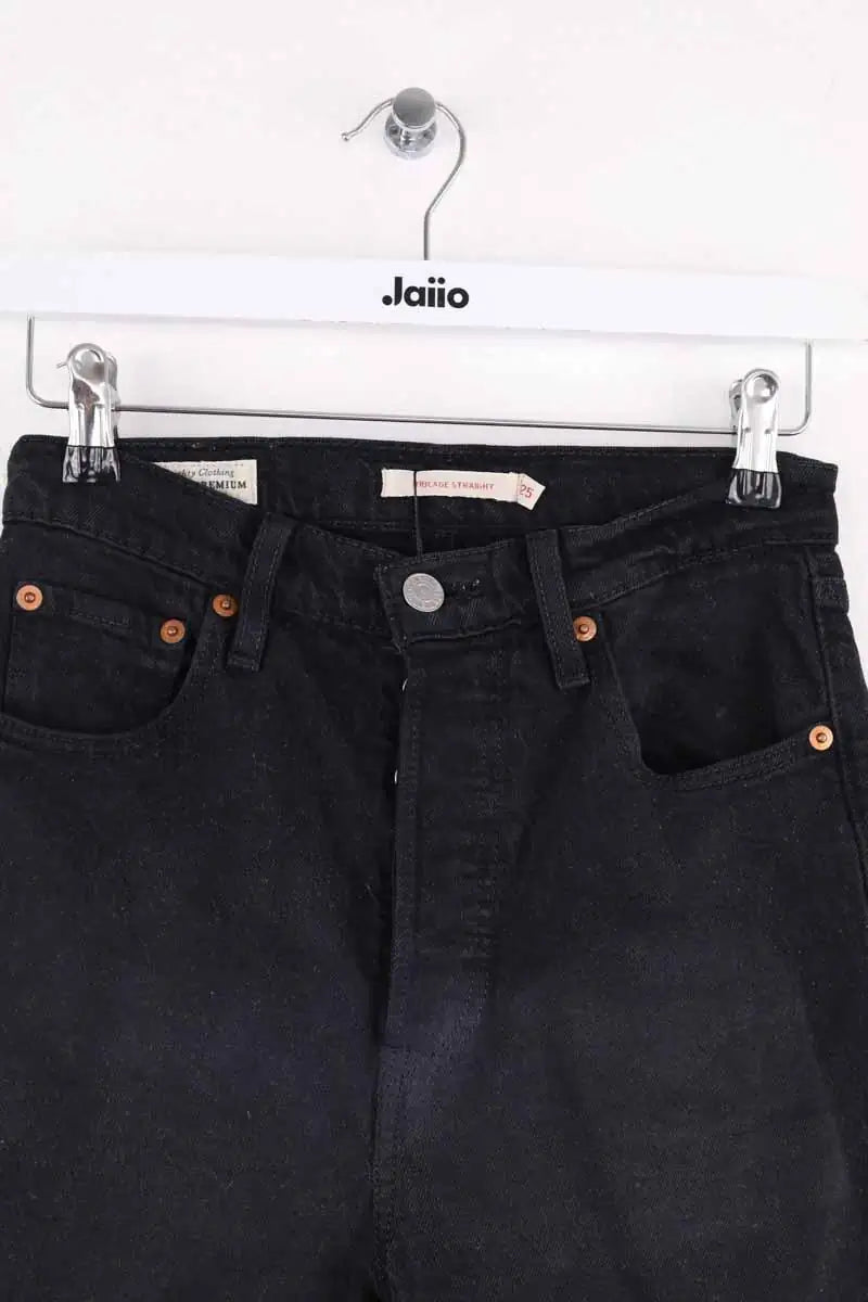 Jean droit Levi's Ribcage straight Noir en Coton