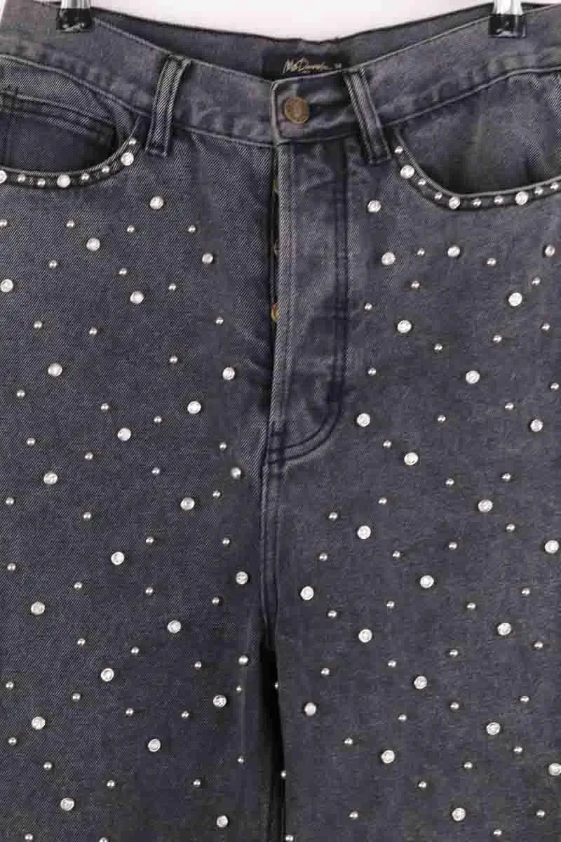 Jean droit Mes Demoiselles Gris en Coton