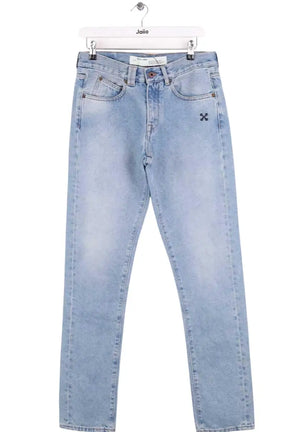 Jean droit Off White Bleu en Coton, taille M - Seconde Main