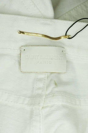 Jean droit Saint Laurent Blanc en Coton