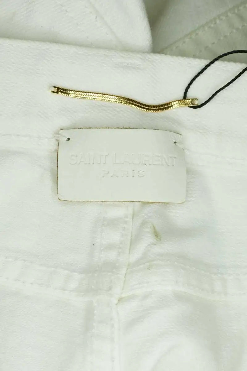 Jean droit Saint Laurent Blanc en Coton