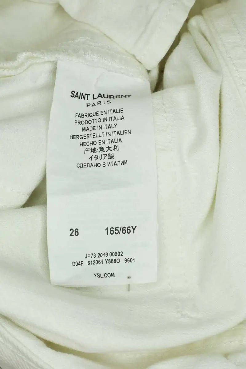 Jean droit Saint Laurent Blanc en Coton
