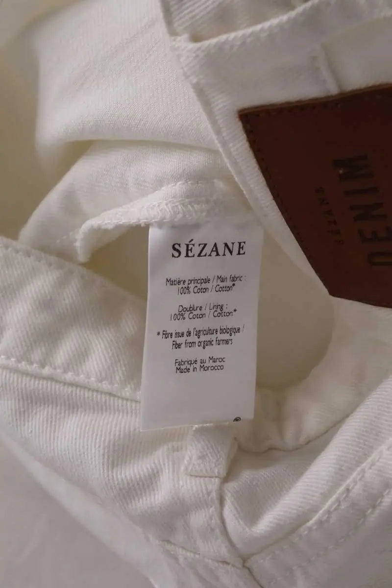 Jean droit Sézane Blanc en Coton