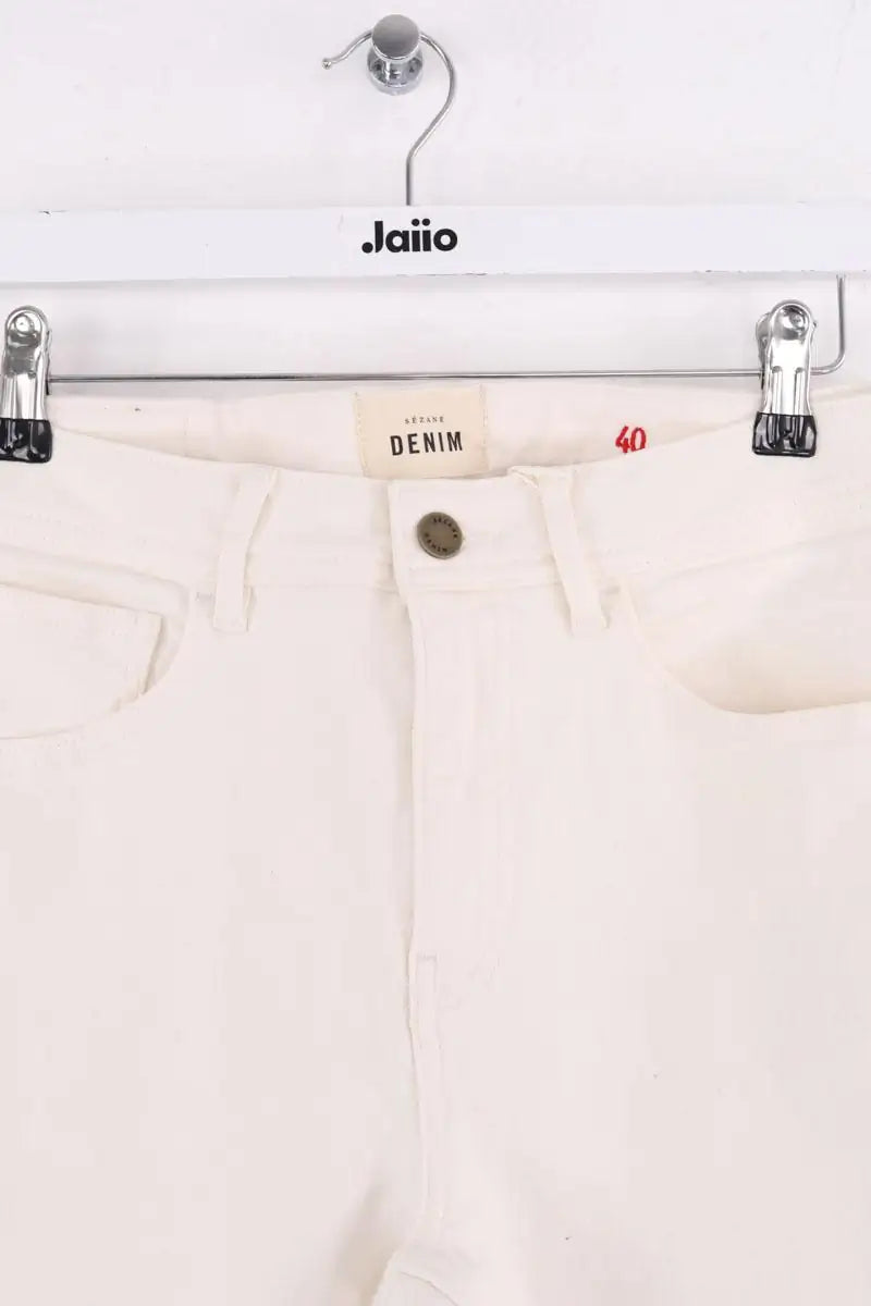 Jean droit Sézane Blanc en Coton