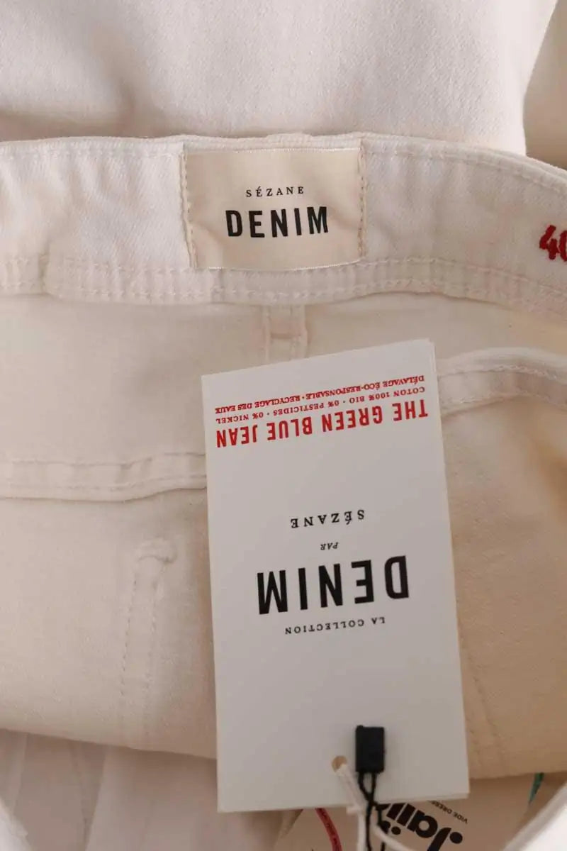 Jean droit Sézane Blanc en Coton