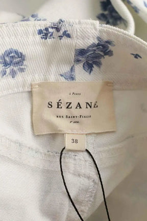 Jean droit Sézane Blanc en Coton