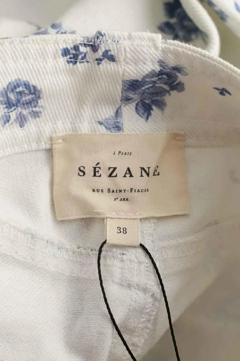 Jean droit Sézane Blanc en Coton