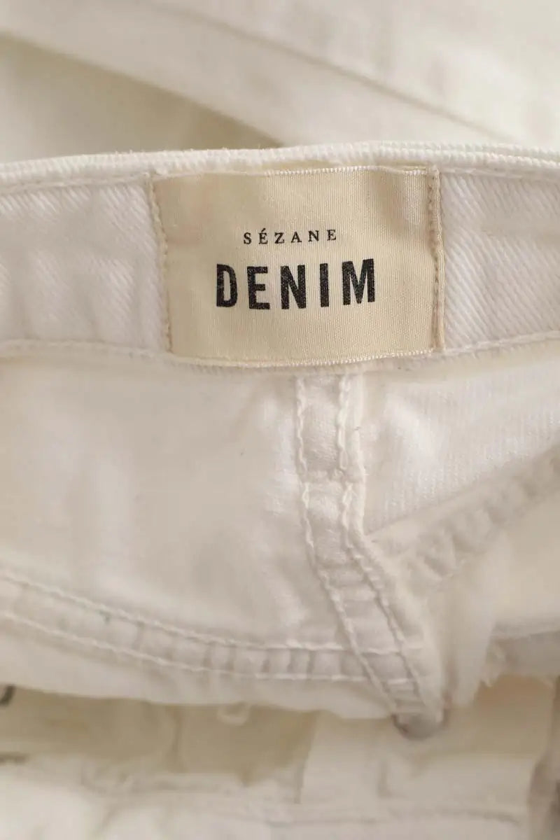 Jean droit Sézane Blanc en Coton
