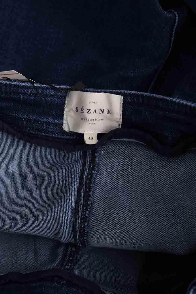 Jean droit Sézane Bleu en Coton